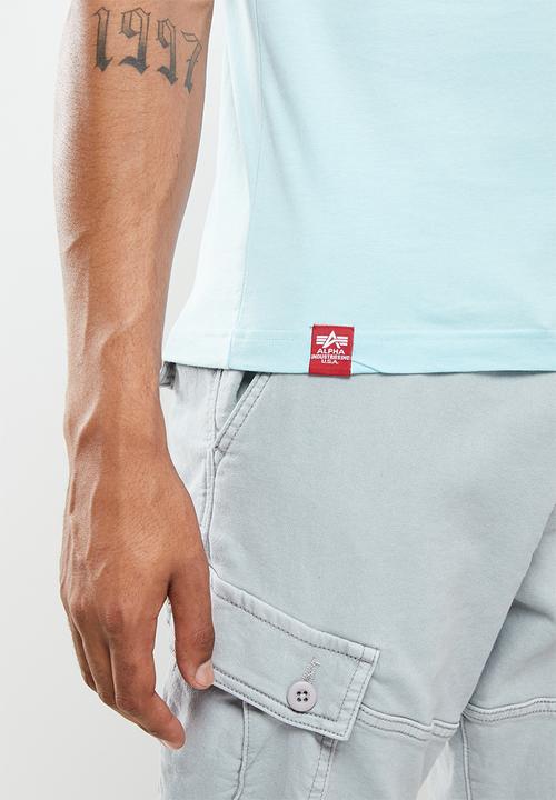 Alpha Industries - Alpha logo print T-shirt - sky blue
