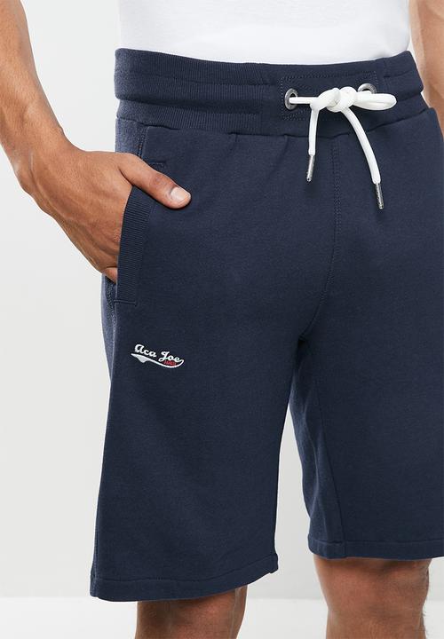 Aca Joe - Unbrushed fleece elasticated shorts - navy