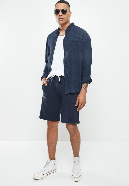Aca Joe - Unbrushed fleece elasticated shorts - navy