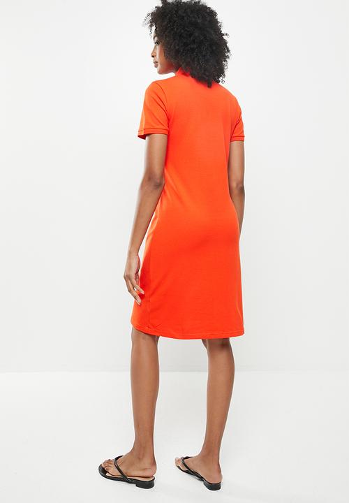 POLO - Kori short sleeve big pony golfer dress - orange