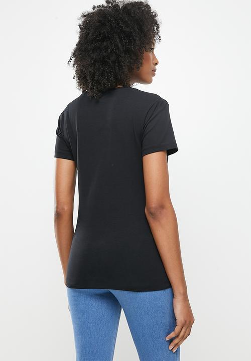 POLO - Kelly basic short sleeve essential v-neck stretch T-shirt - black