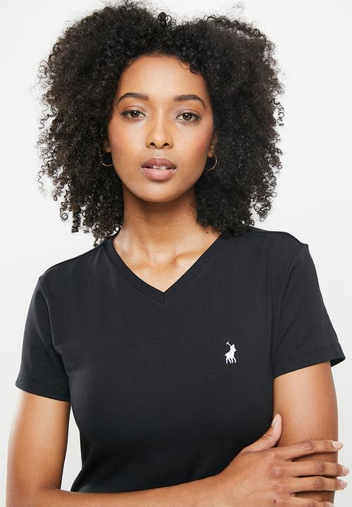 POLO - Kelly basic short sleeve essential v-neck stretch T-shirt - black