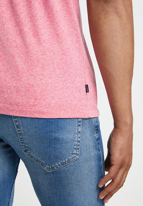 Superdry. - Vintage logo emb vee tee - mid pink grit