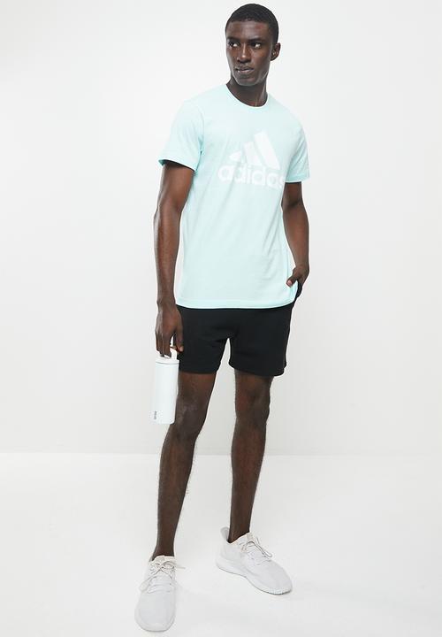 adidas Performance - Single jersey T-shirt - almost blue & white