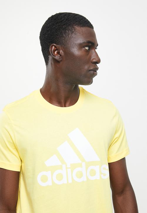adidas Performance - Single jersey T-shirt - almost yellow & white