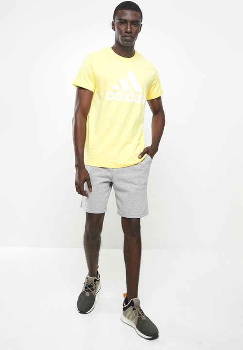 adidas Performance - Single jersey T-shirt - almost yellow & white