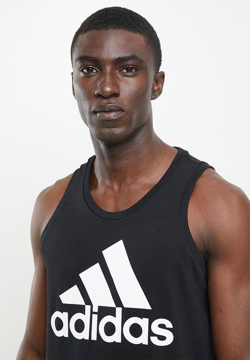 adidas Performance - Single jersey tank -  black & white