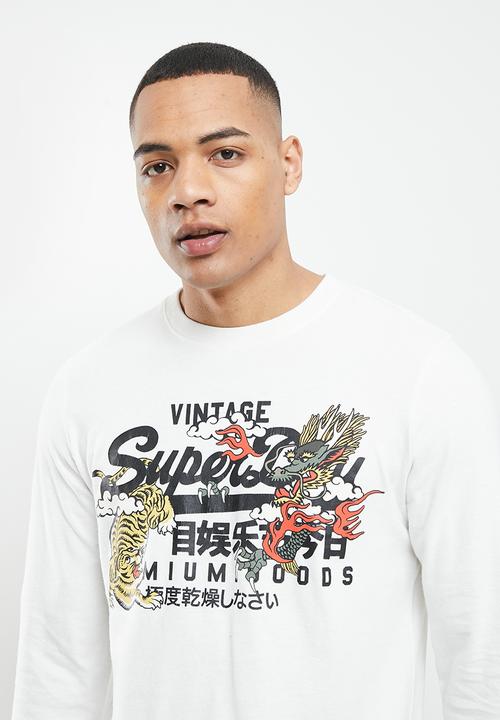 Superdry. - Vintage vl narrative ls top - ecru