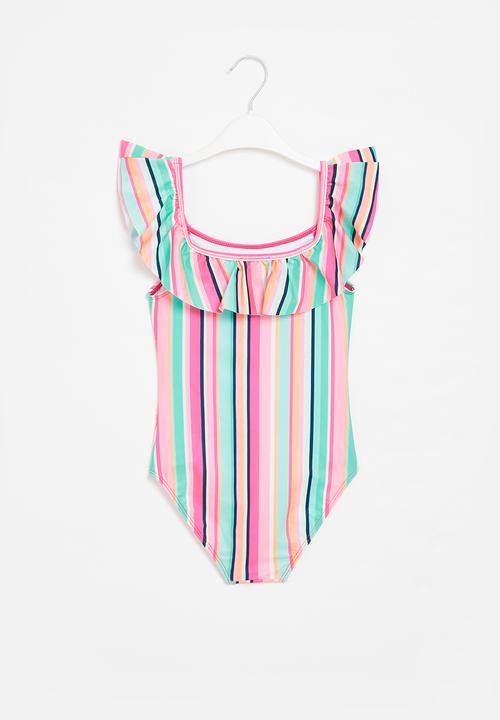 Rebel Republic - Girls stripe swimsuit - multi