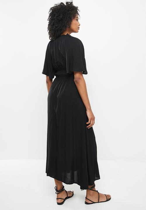 Me&B - Elastic detail midi dress - black
