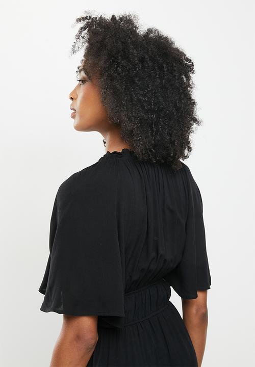 Me&B - Elastic detail midi dress - black