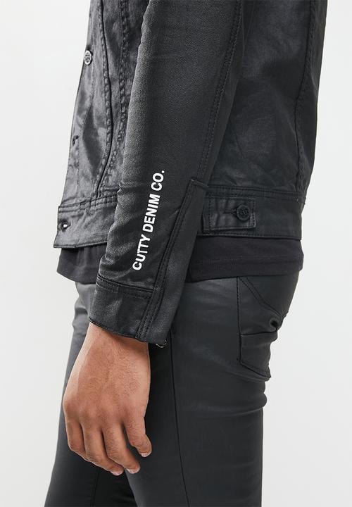 Cutty - Wade coated denim jacket - black