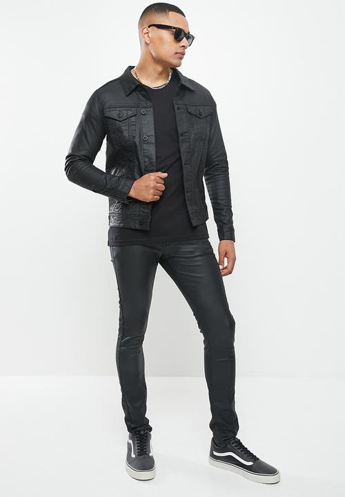 Cutty - Wade coated denim jacket - black