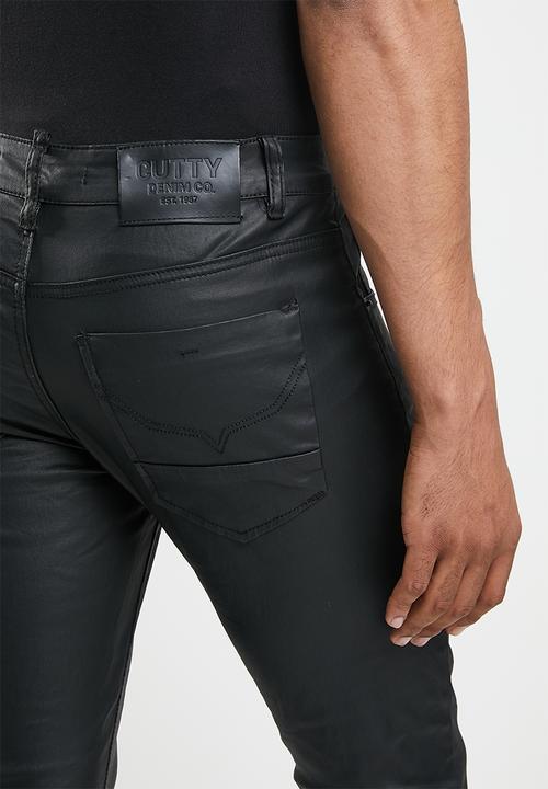 Cutty - Zaid skinny fit coated denim jean - black