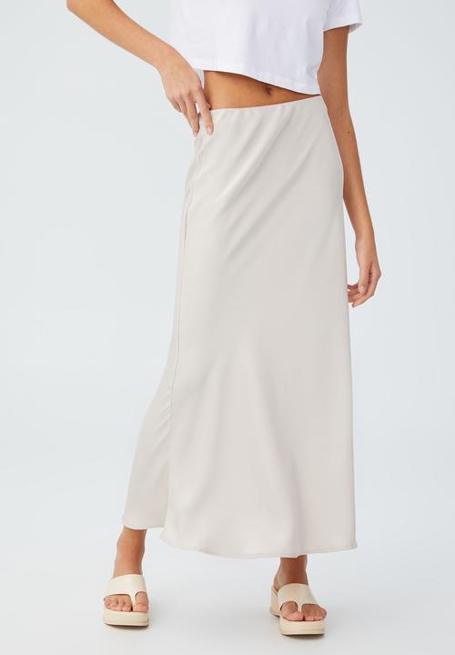 Cotton On - Amalfi satin maxi skirt - stone