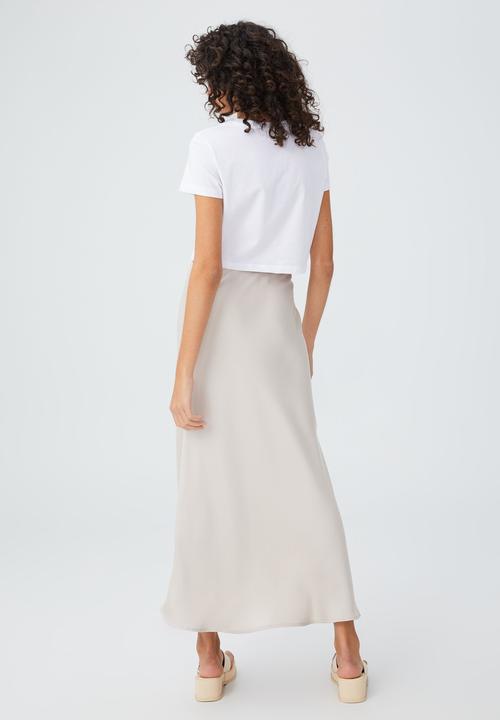 Cotton On - Amalfi satin maxi skirt - stone