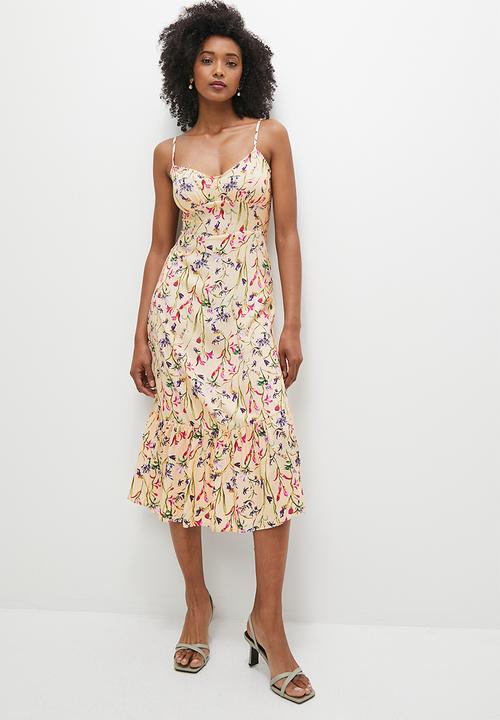 MILLA - Strappy midi dress with frill hem - wild flowers
