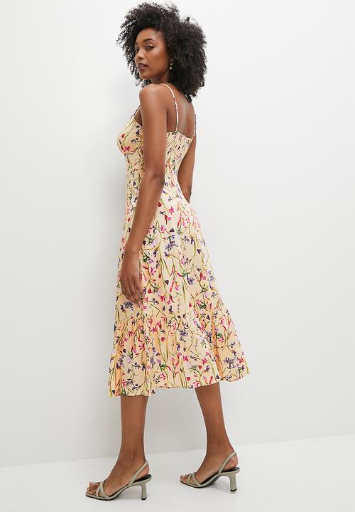 MILLA - Strappy midi dress with frill hem - wild flowers
