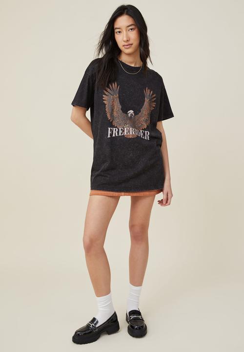 Cotton On - Boyfriend fit graphic tee - eagle moto/black