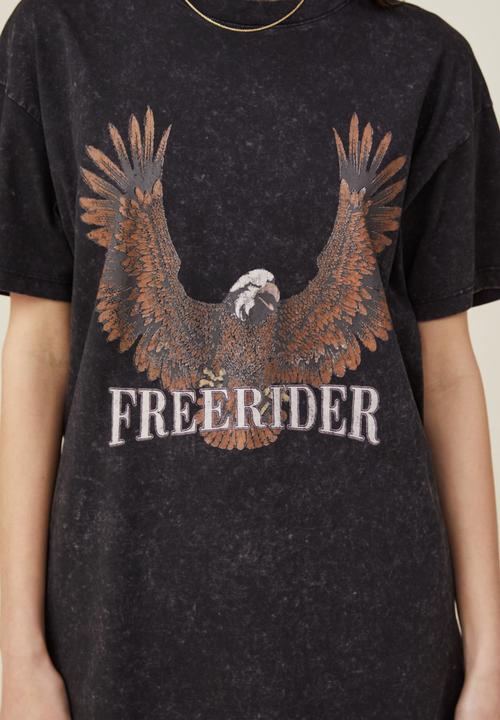 Cotton On - Boyfriend fit graphic tee - eagle moto/black