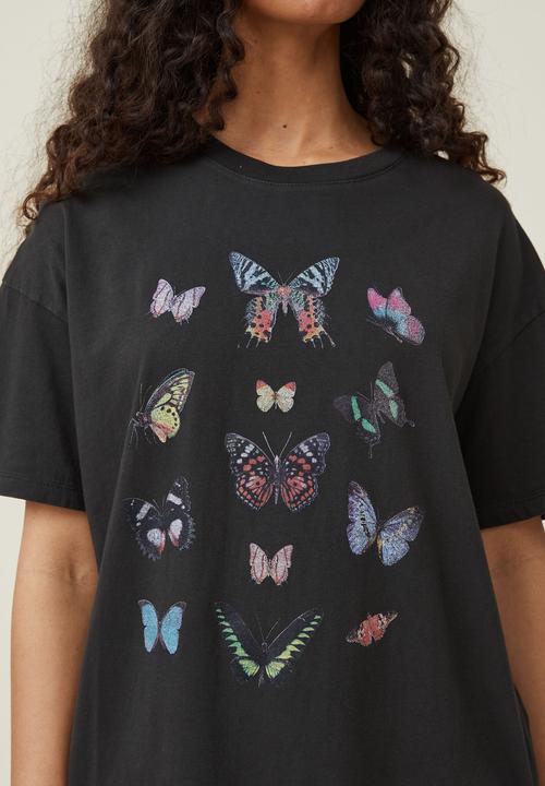 Cotton On - Boyfriend fit graphic tee - kaleidoscope/washed black