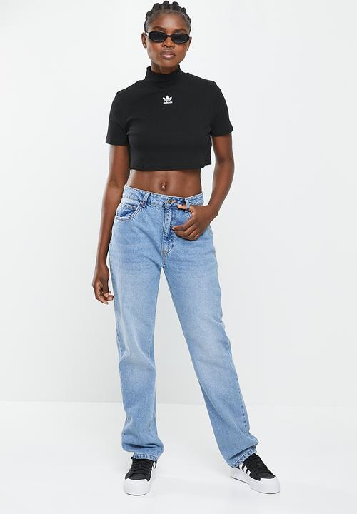 adidas Originals - Rib crop short sleeve tee w - black