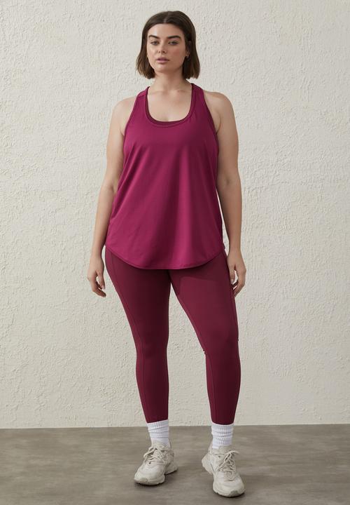 Cotton On - Curve active training tank top - red plum