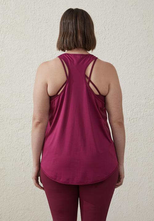 Cotton On - Curve active training tank top - red plum