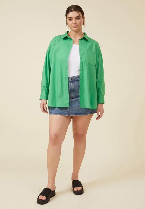 Cotton On - Curve dad shirt - garden green