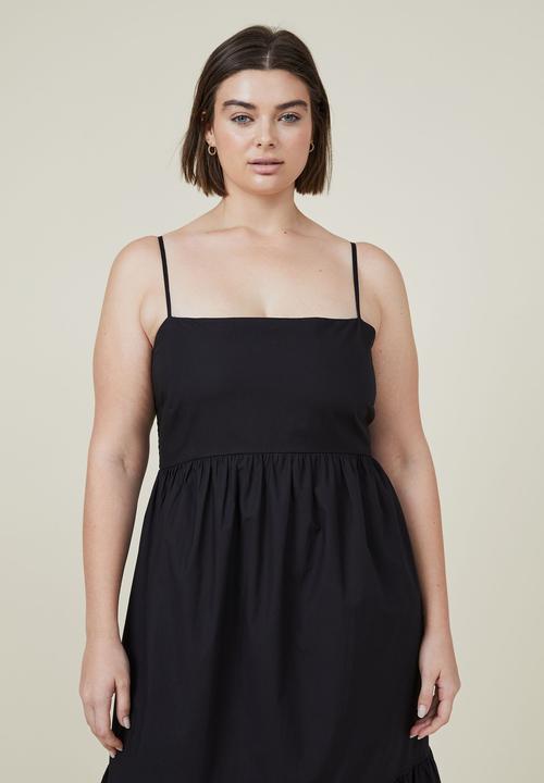 Cotton On - Curve piper strappy midi dress - black