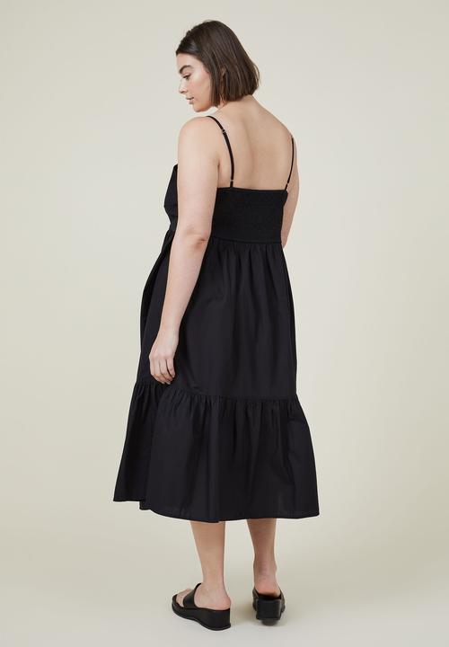 Cotton On - Curve piper strappy midi dress - black