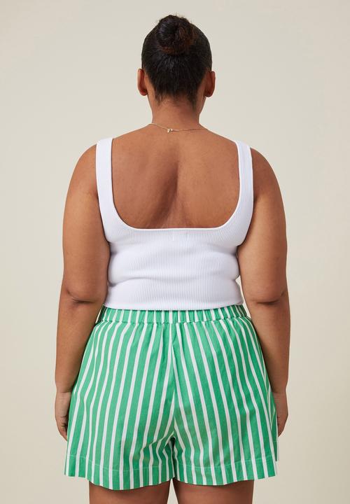 Cotton On - Curve sorrento short - garden green stripe