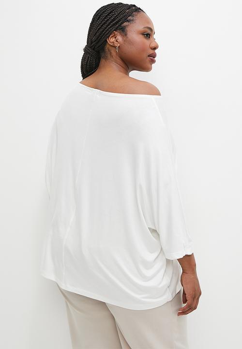 edit Plus - One shoulder dolman top - milk
