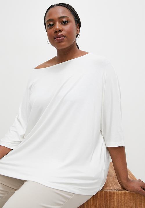 edit Plus - One shoulder dolman top - milk