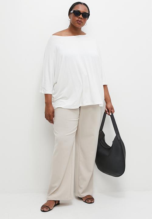 edit Plus - One shoulder dolman top - milk