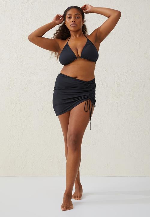 Cotton On - Curve swim side gathered skirt - black