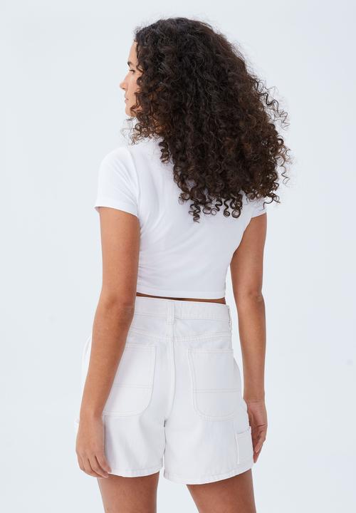 Cotton On - Utility denim short - white haven
