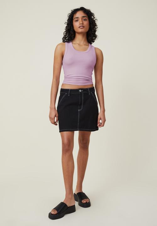 Cotton On - The one organic rib scoop tank - periwinkle lilac