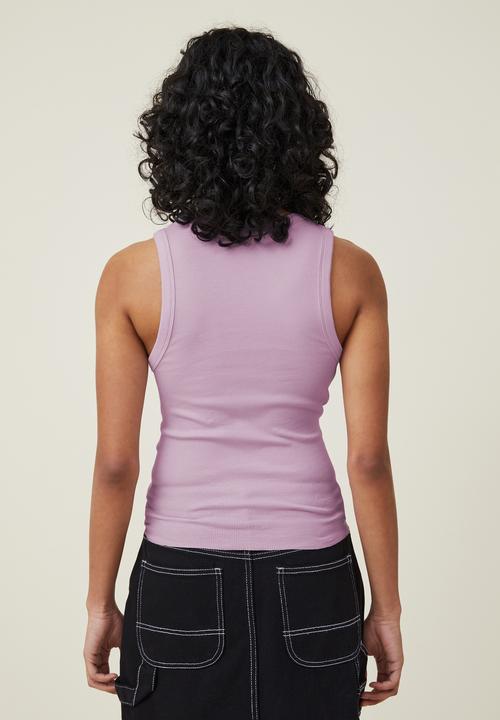 Cotton On - The one organic rib scoop tank - periwinkle lilac
