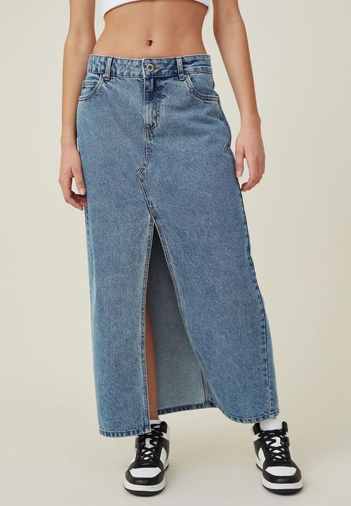 Cotton On - Denim maxi skirt - offshore blue
