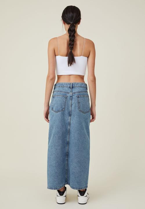Cotton On - Denim maxi skirt - offshore blue
