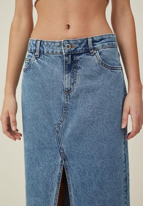 Cotton On - Denim maxi skirt - offshore blue