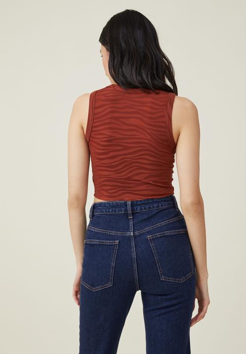 Cotton On - Deon hanky hem tank - orange brown