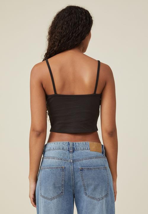 Cotton On - Graphic rib cami - sunset hotel/washed black
