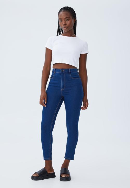Cotton On - High rise cropped super stretch - moody blue pockets