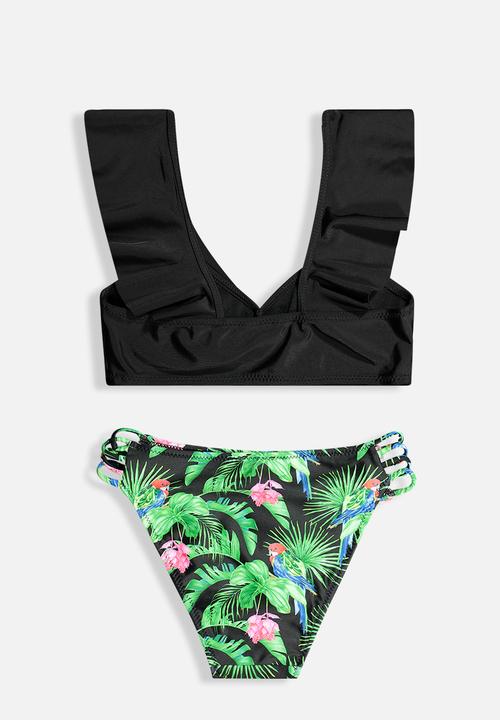 Rebel Republic - Girls frill 2 piece bikini - black