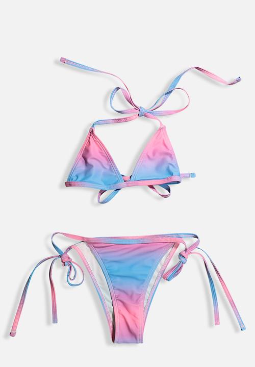 Rebel Republic - Girls 3 piece bikini set - pink & blue