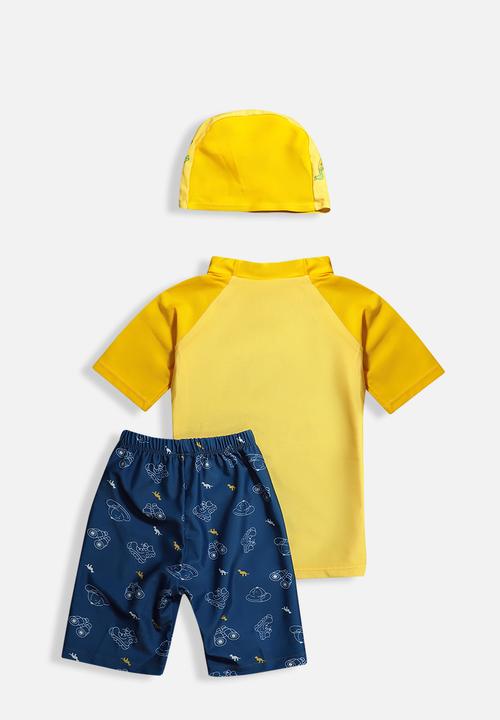 Rebel Republic - Boys dino swim set - yellow & navy