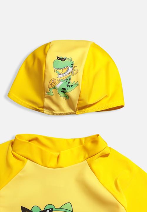 Rebel Republic - Boys dino swim set - yellow & navy
