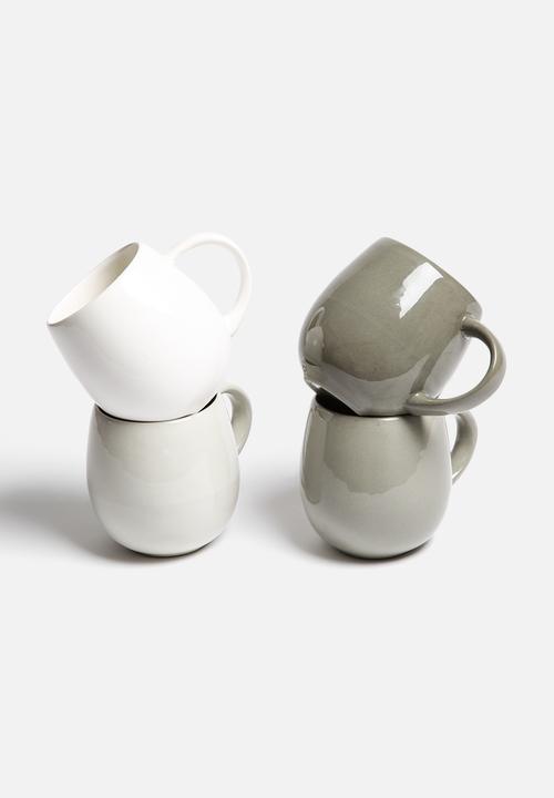 Urchin Art - Set of 4 Grayscale Mugs